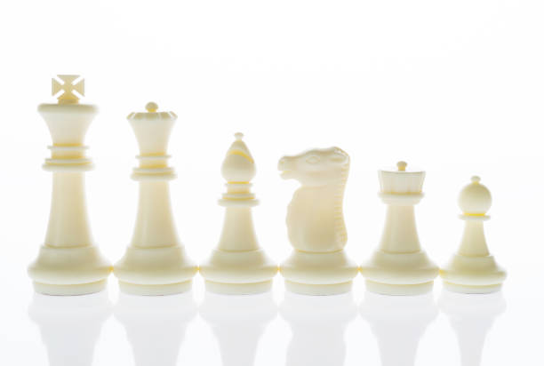 шесть фигур белых шахмат - intelligence set armed forces competitive sport стоковые фото и изображения
