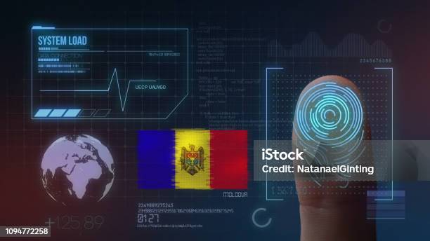 Finger Print Biometric Scanning Identification System Moldova Nationality Stock Photo - Download Image Now