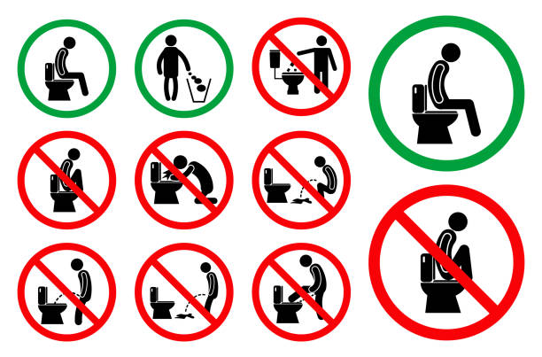 set of toilet hygiene sign set of toilet hygiene sign. easy to modify woman stealth stock illustrations