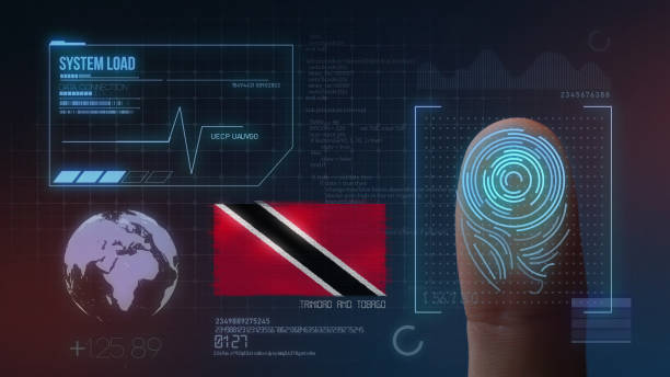 Finger Print Biometric Scanning Identification System. Trinidad and Tobago Nationality Finger Print Biometric Scanning Identification System. Trinidad and Tobago Nationality port of spain stock pictures, royalty-free photos & images