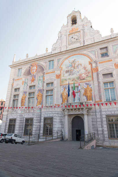 Palazzo San Giorgio, Genoa Genoa/Italy - September 13 2014: The Palazzo San Giorgio or Palace of St. George, in Genoa, Italy. The palace was built in 1260 by Guglielmo Boccanegra, the first Doge of Genoa. palazzo antico stock pictures, royalty-free photos & images