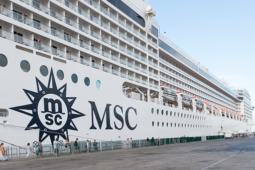 Palermo/Italy - September 08 2014: MSC Musica cruise ship docked in Palermo, Italy. The MSC Musica was built in 2006 and is operated by MSC Cruises.