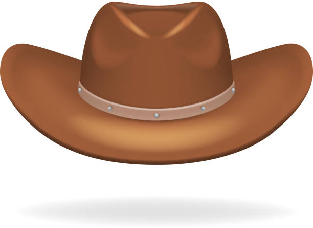 illustrations, cliparts, dessins animés et icônes de chapeau de cowboy en cuir isolé 3d réaliste icône design vector illustration - chapeau de cow boy