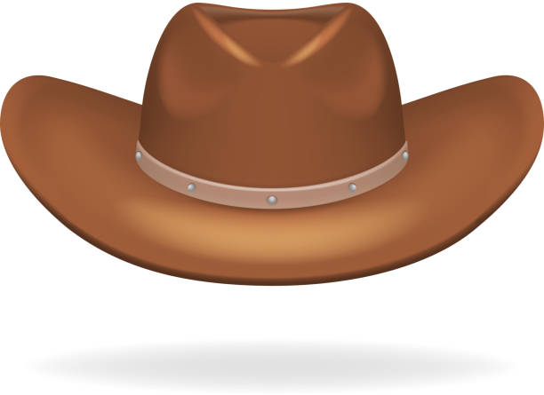 ilustrações de stock, clip art, desenhos animados e ícones de cowboy leather hat isolated 3d realistic icon design vector illustration - cowboy hat