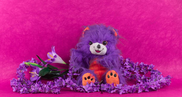 istock cute fluffy soft toy on a red background for valentines day 1094792314