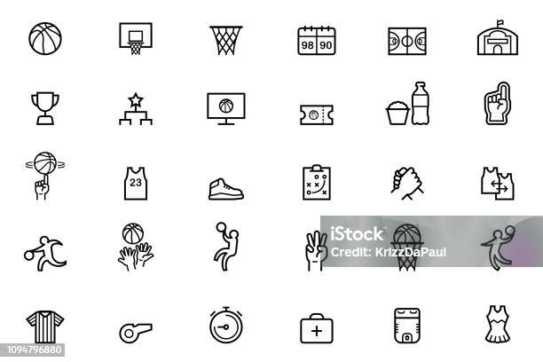 Ilustración de Iconos Del Baloncesto y más Vectores Libres de Derechos de Ícono - Ícono, Baloncesto, Pelota de baloncesto