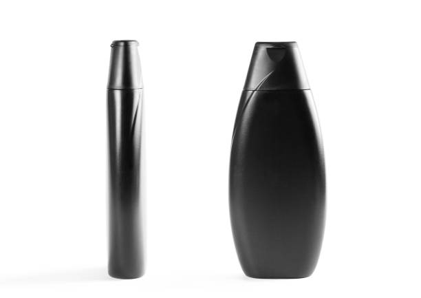 istock Black shampoo bottle. Close up. Isolated on white background 1094801020