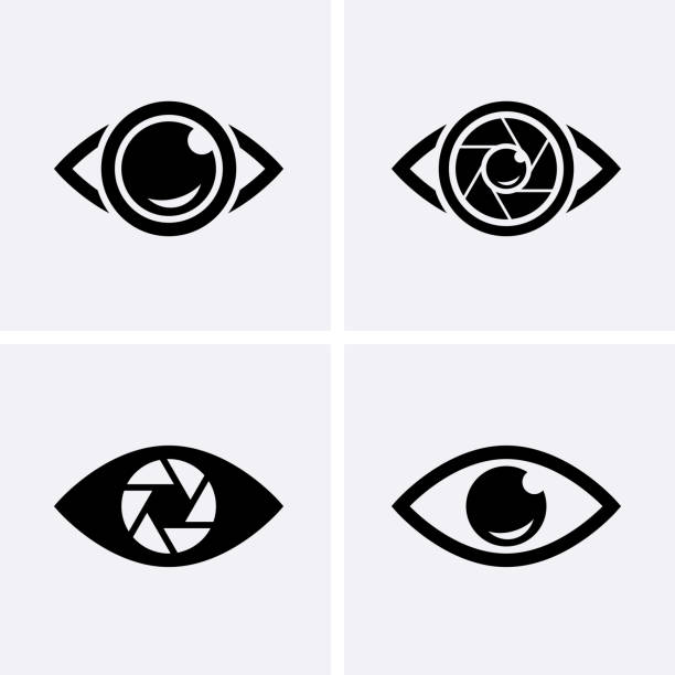 Camera Shutter, Lenses and Photo Camera Icons set. Camera Shutter, Lenses and Photo Camera Icons set. Photography logo, camera icon Vector image focus technique stock illustrations