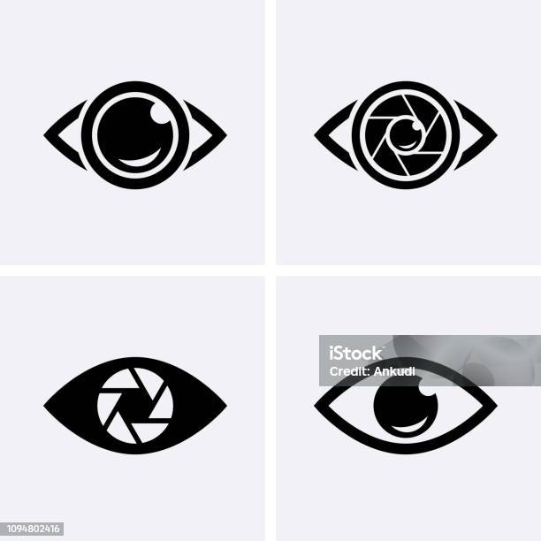 Camera Shutter Lenses And Photo Camera Icons Set Stock Illustration - Download Image Now - Camera - Photographic Equipment, Home Video Camera, Eye