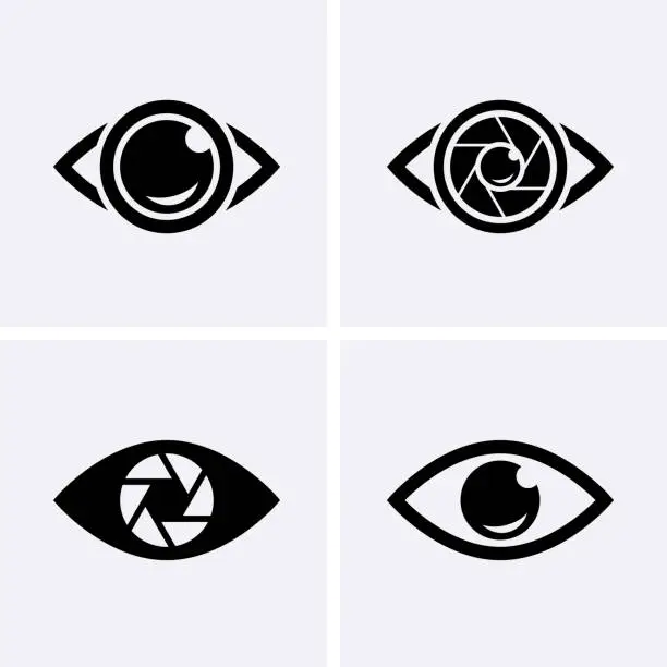 Vector illustration of Camera Shutter, Lenses and Photo Camera Icons set.