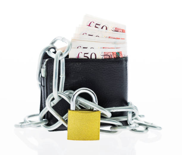 istock Black purse with lock and chain 1094806422