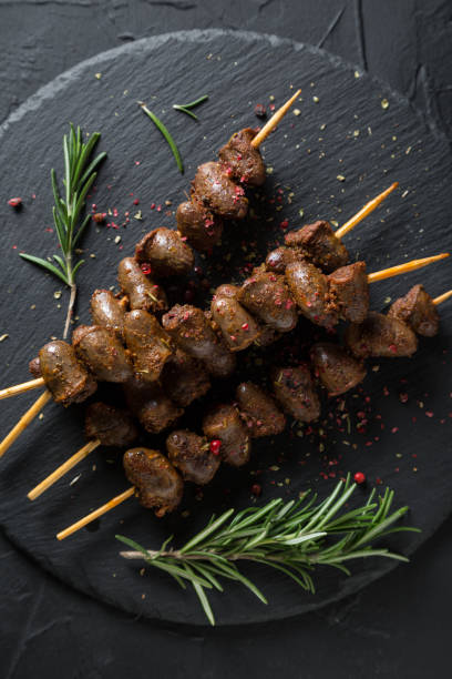 istock Chicken hearts on a skewer 1094809778