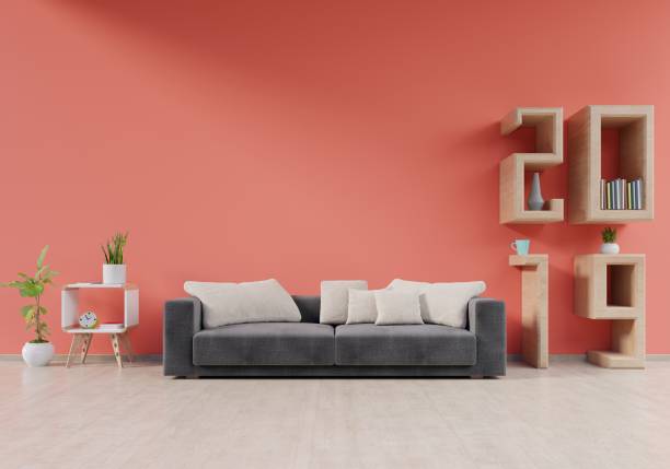 istock Modern living room interior with sofa and green plants,lamp,table 1094810070