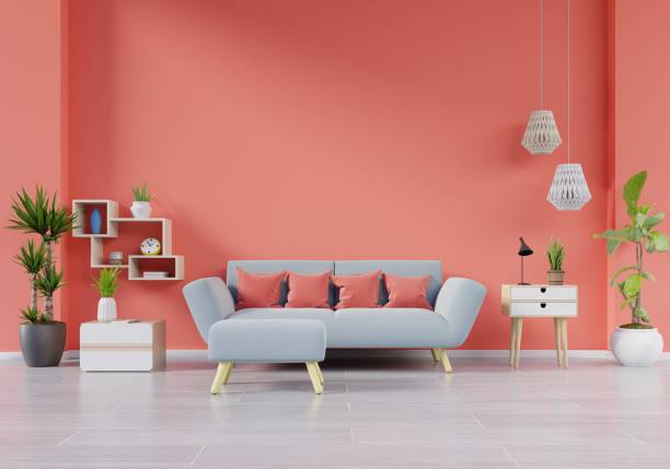 istock Modern living room interior with sofa and green plants,lamp,table 1094810100