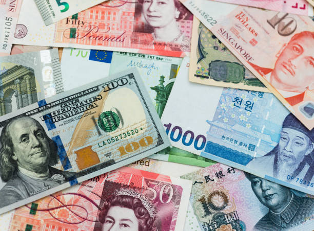 справочная информация о международных валютных нотах - currency exchange exoticism trading exchange rate стоковые фото и изображения