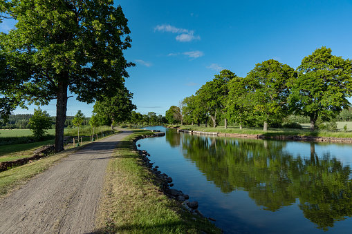 A scenic view of the Delaware Canal in Bucks County Pennsylvania.