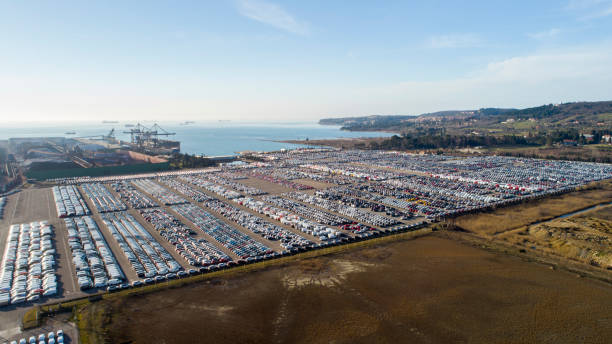 istock Car depot near sea harbor 1094819608