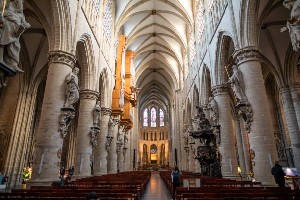 Brussels, Belgium-The interior of the Cathedral of St. Michael and St. Gudula