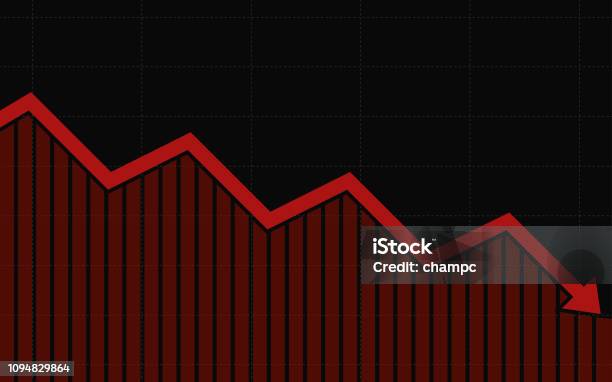 Budget Graph Red Abstract Financial Chart With Red Color Downtrend Line Graph On Black ...
