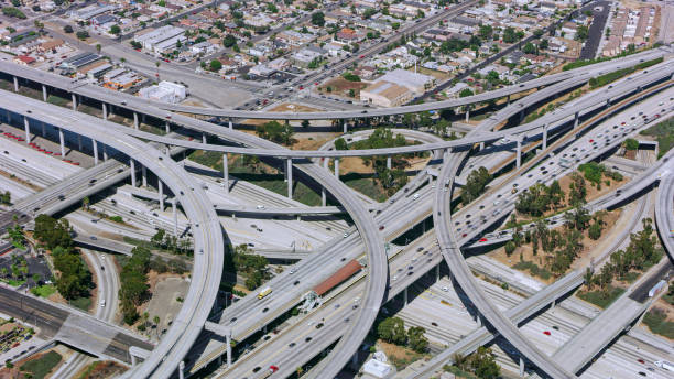 Aerial view of highway intersection