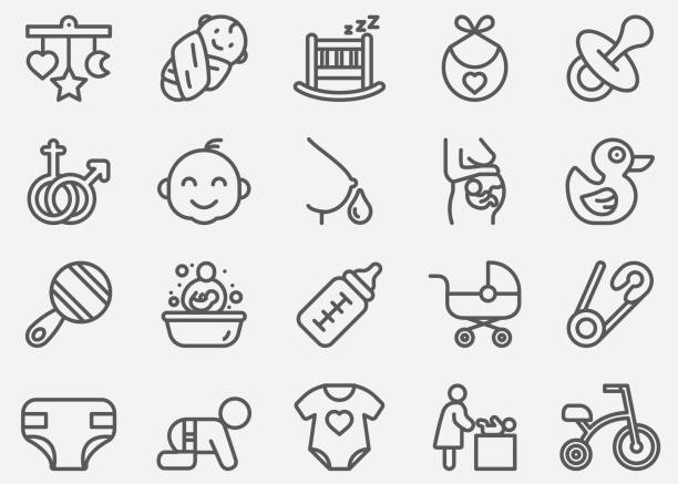 Baby and Newborn Line Icons Baby and Newborn Line Icons new life stock illustrations