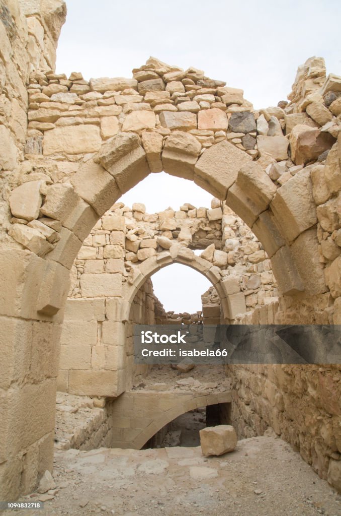 Ruines de Montréal (château des croisés) de l’Arabah, maintenant appelé Shoubak, Jordanie - Photo de Antique libre de droits