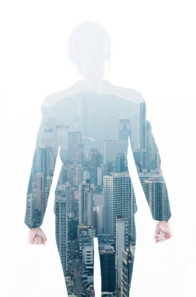 istock Multiple exposures on the back of businesswoman 1094833086