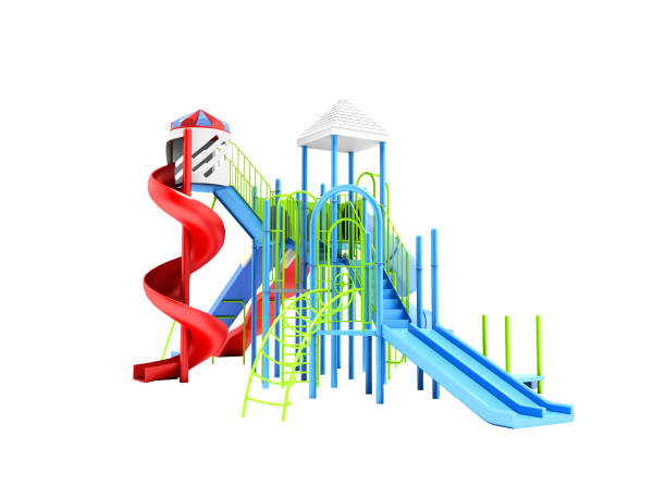istock Color playground for kids with different slides isolated 3d render on white background no shadow 1094835092