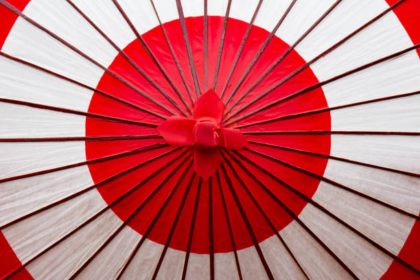 istock Red and white Japanese umbrella 1094838872