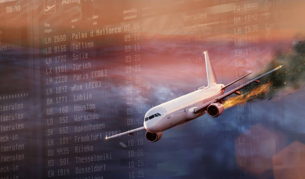 istock Airplane with engine on fire, concept of aerial disaster. 1094840474