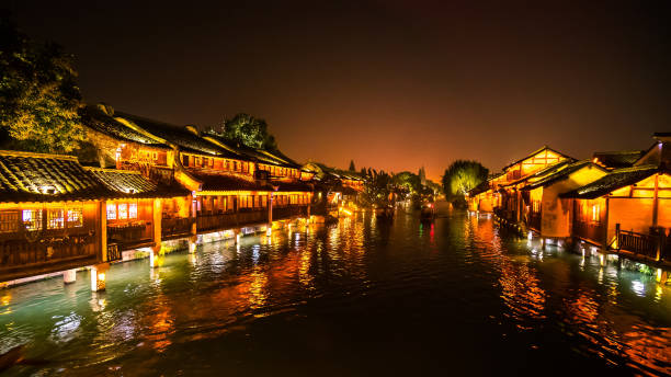 istock Night Scene of generic ancient town 1094841416