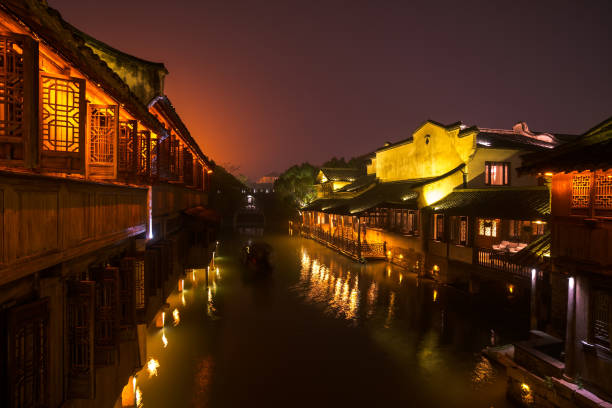 istock Night Scene of generic ancient town 1094841478