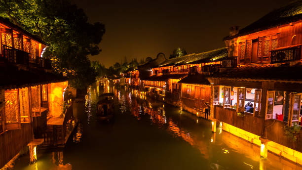 istock Night Scene of generic ancient town 1094841492