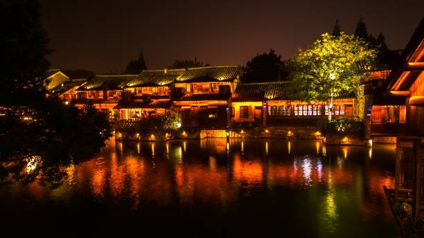 istock Night Scene of generic ancient town 1094841506