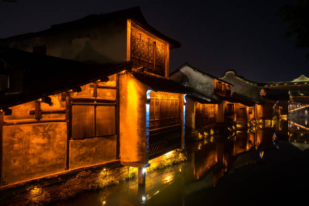 istock Night Scene of generic ancient town 1094841522