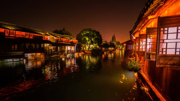 istock Night Scene of generic ancient town 1094841562