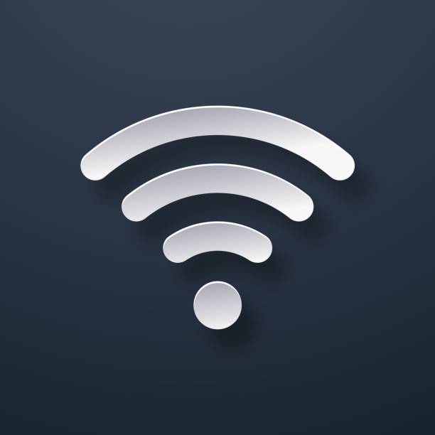 istock Paper cut wifi vector icon. Wi fi wireless sign. Isolated wi-fi icon on dark gray background 1094841736