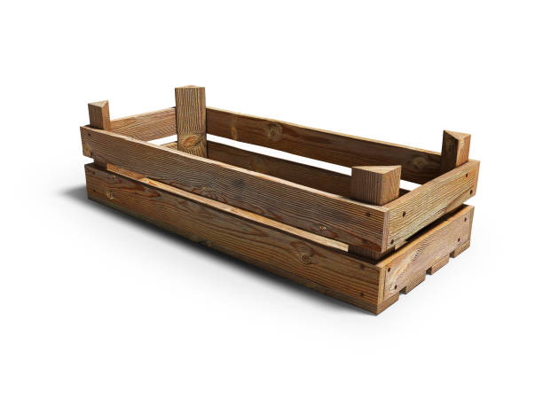 istock Wooden box for storage of products front view 3d render on white background with shadow 1094843014