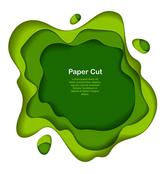 ilustrações de stock, clip art, desenhos animados e ícones de abstract green paper cutout curvy shapes layered, vector illustration in paper cut style. layout for business card, presentations, flyers or posters. - papercut