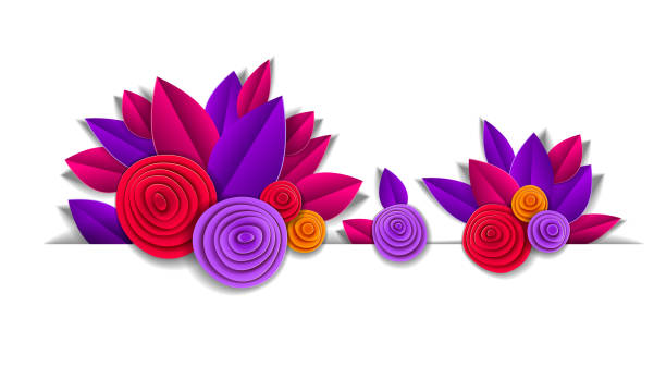 istock Autumn flowers and leaves beautiful background line element with blank copy space for text, vector illustration in paper cut style. Wedding invitation or romantic greeting card. 1094846012