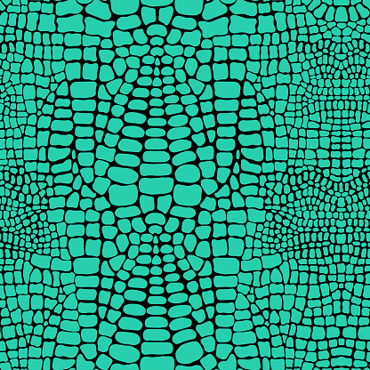 Vector seamless pattern with realistic crocodile or alligator skin. Green leather wallpaper. Animalistic background.