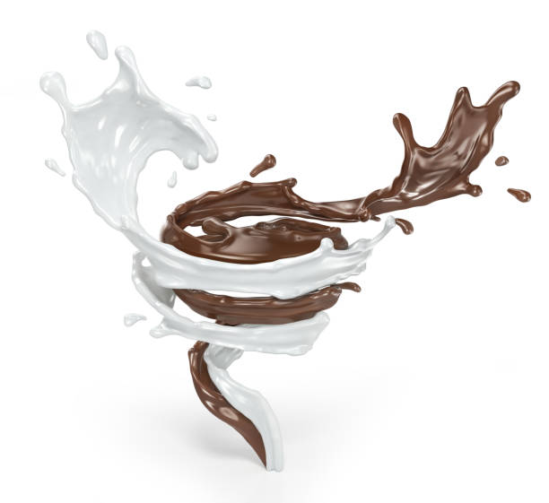 istock Tornado of chocolate and milk flow. 3d illustration 1094853374