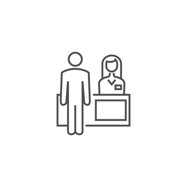 리셉션 관련된 벡터 라인 아이콘입니다. - receptionist stock illustrations