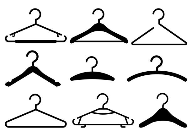 Black set of hanger icons. Vector illustration Black set of hanger icons. Vector illustration fashion icons stock illustrations