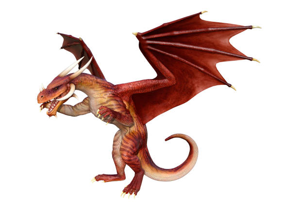 istock 3D illustration red fantasy dragon on white 1094867840