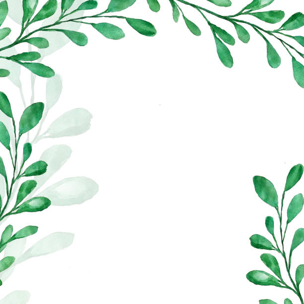 istock Beautiful watercolor decoration made of green hand drawn leaves with copy space, frame for invitations, print 1094874136