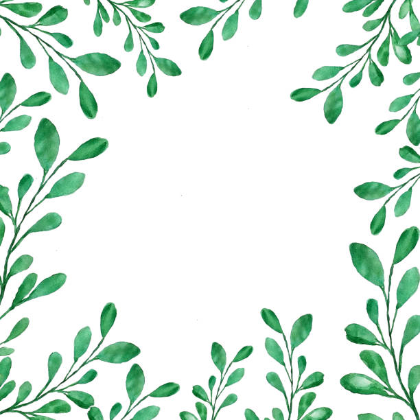 istock Beautiful watercolor decoration made of green hand drawn leaves with copy space, frame for invitations, print 1094874154