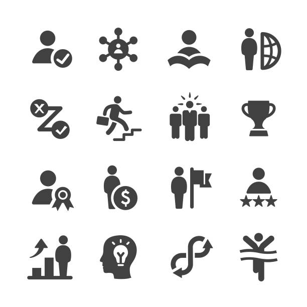 illustrations, cliparts, dessins animés et icônes de croissance personnelle icons set - acme série - modèle social