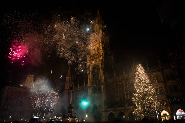 istock Beautiful fireworks in Munich city in Germany 1094875858