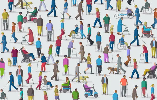 Vector illustration of Group of People with Disabilities